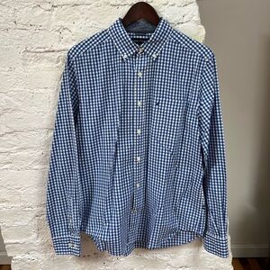 Nautica Classic Fit Blue and White Checked Button Down. Size M